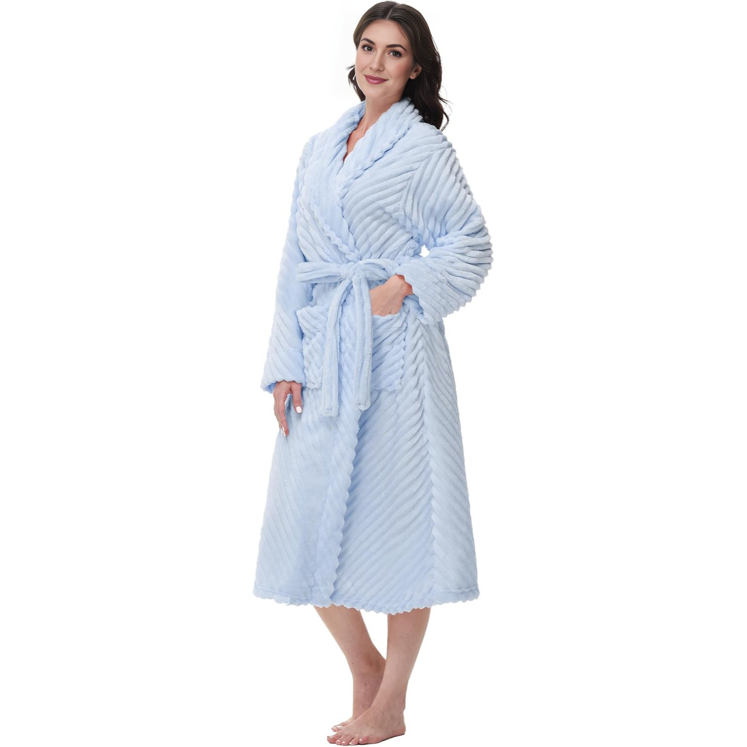 Long Fleece Bathrobe For Women