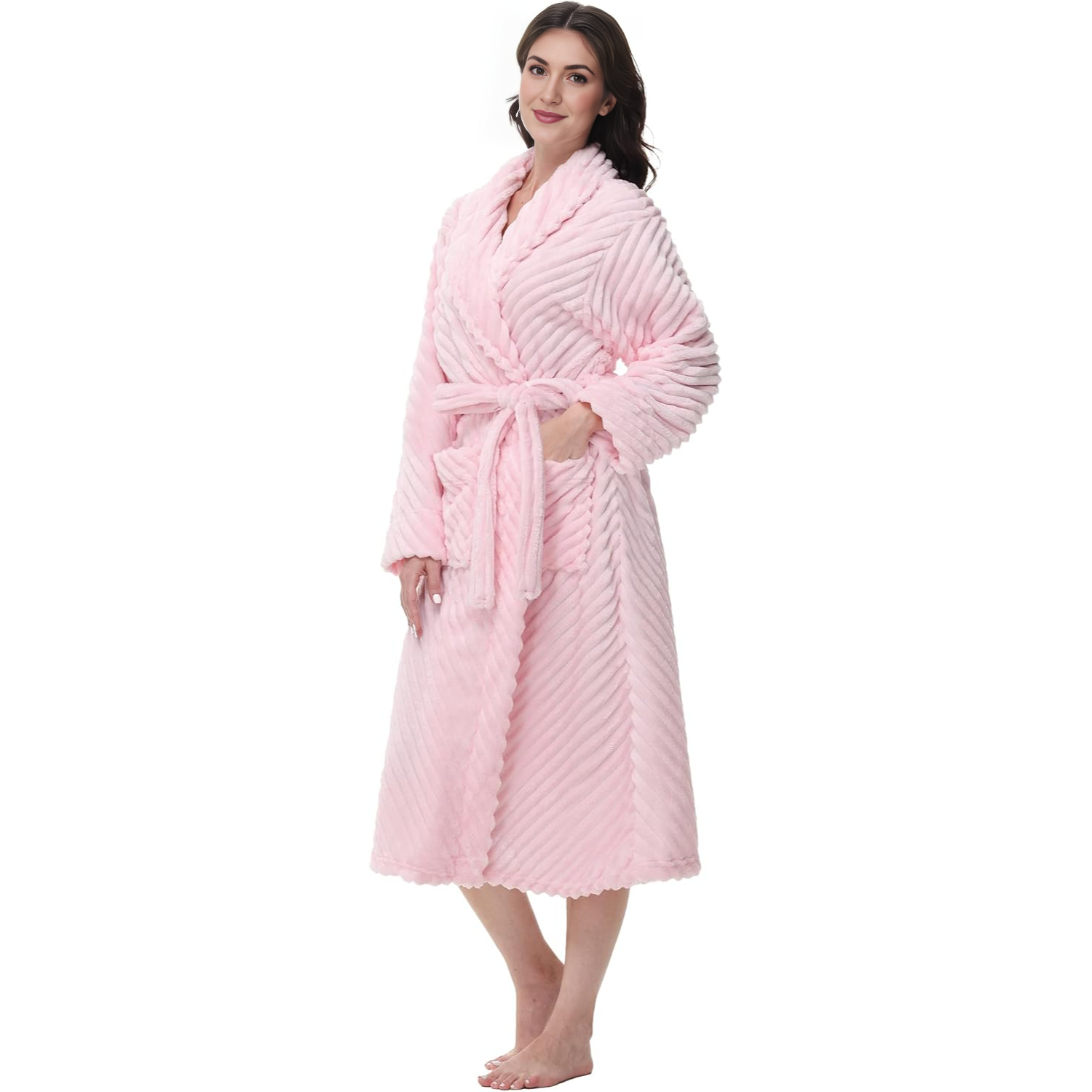 Long Fleece Bathrobe For Women