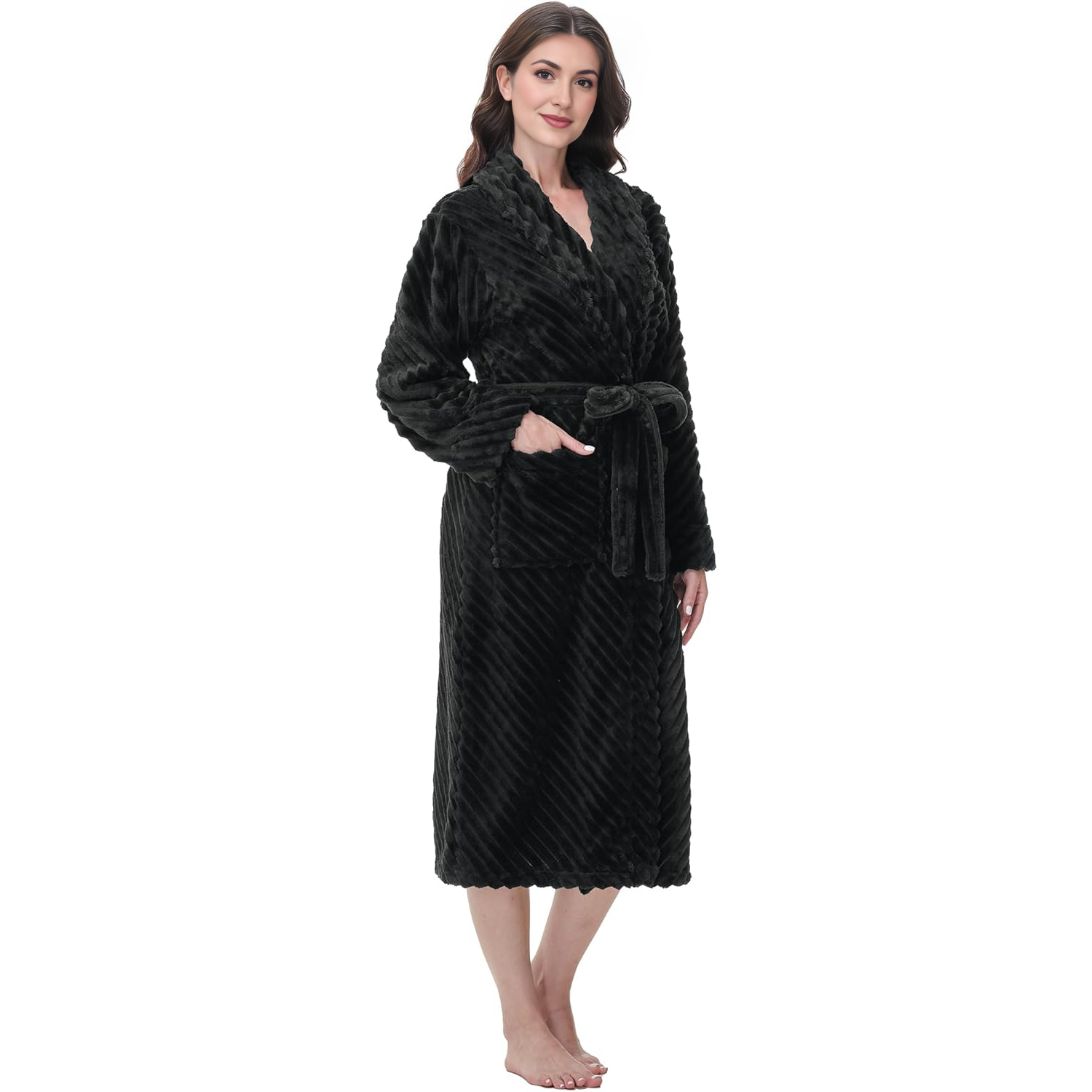 Long Fleece Bathrobe For Women