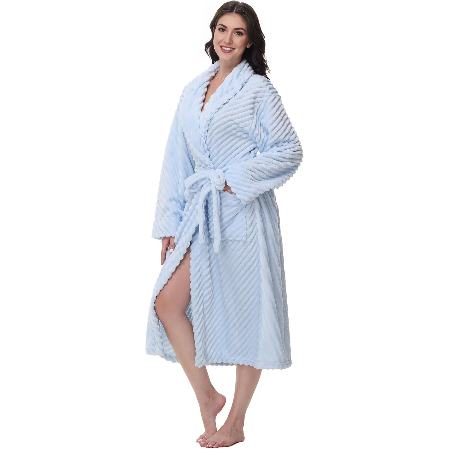 Long Fleece Bathrobe For Women