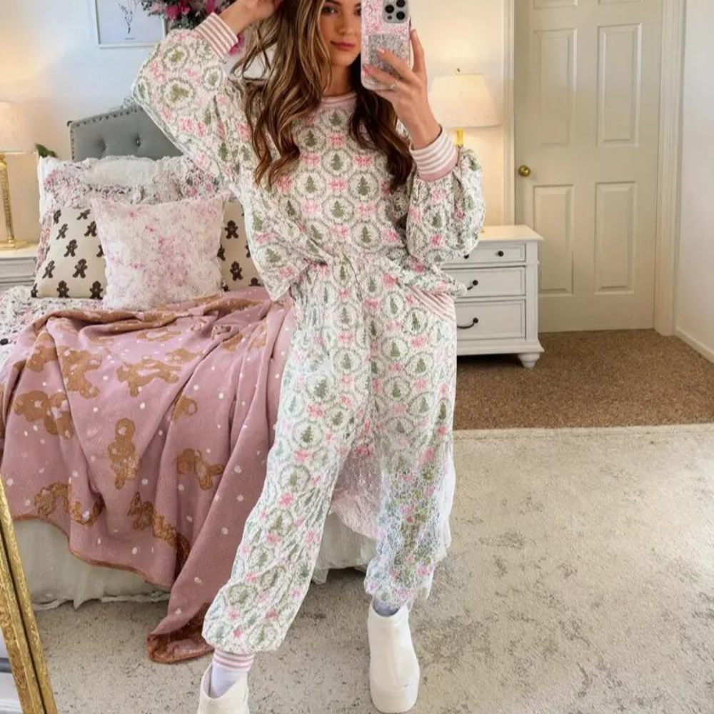 Festive Mama Claus Holiday Matching Pajama Set