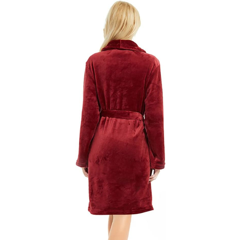 Soft Fleece Bathrobe With Pockets For Women