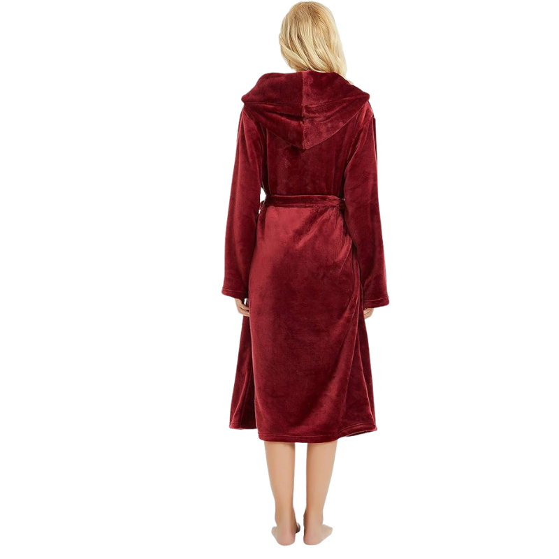 Soft Hooded Fleece Bathrobe For Women