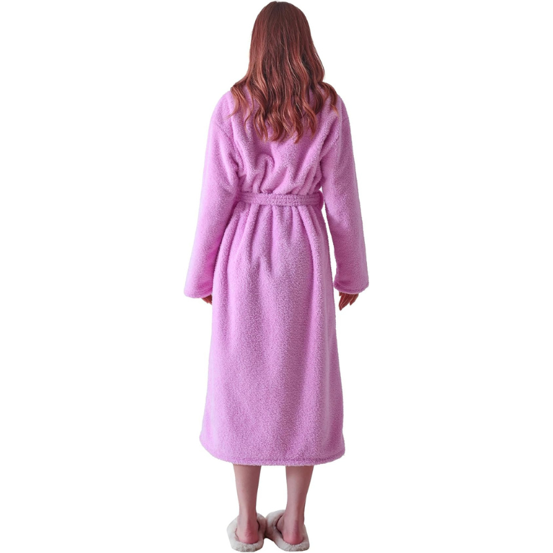 Fleece Shawl Collar Design Bathrobe For Women