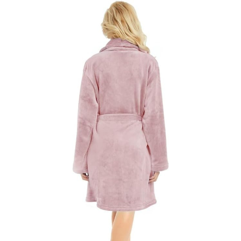 Soft Fleece Bathrobe With Pockets For Women