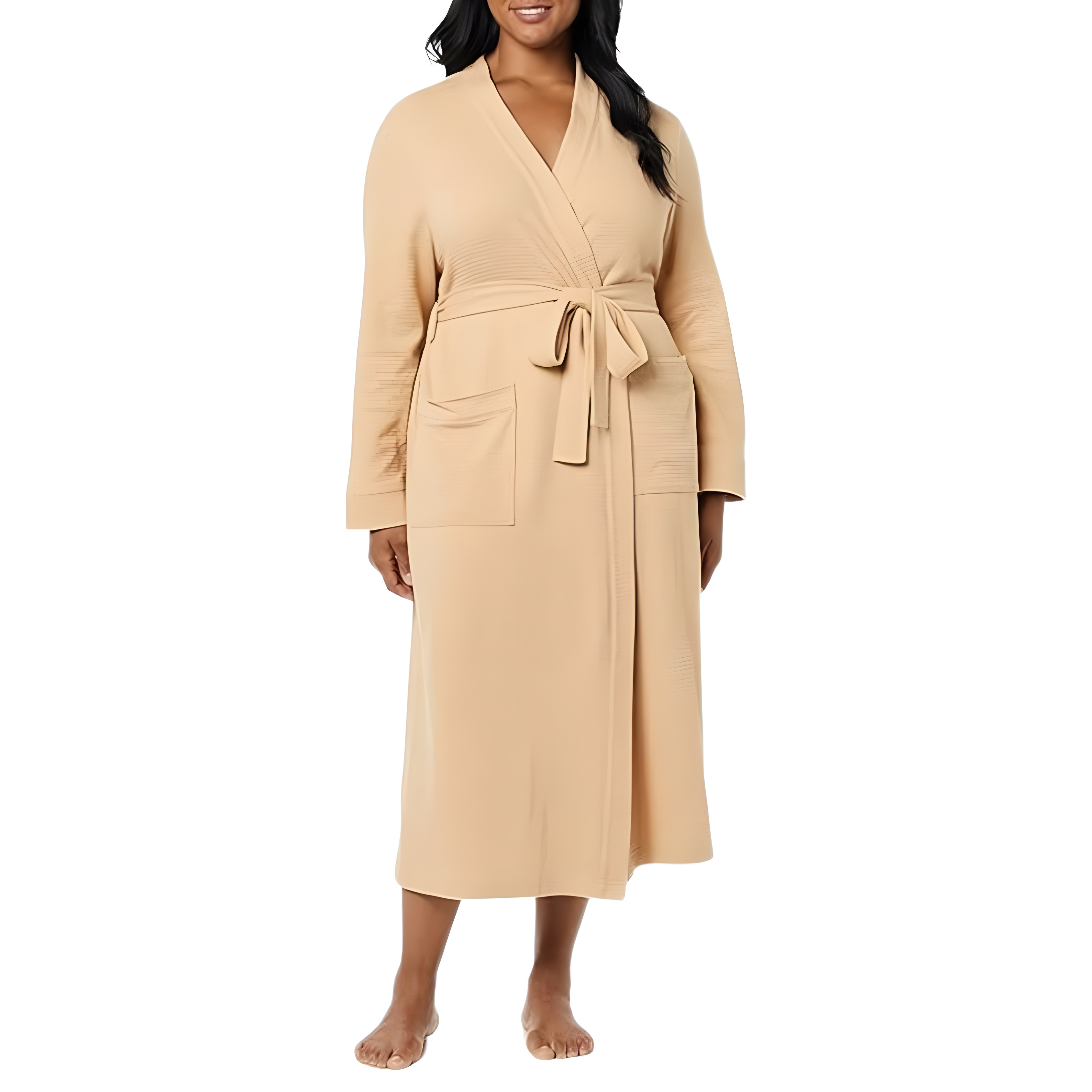 Lightweight Waffle Knit Full Length Bathrobe Home Wear For Women