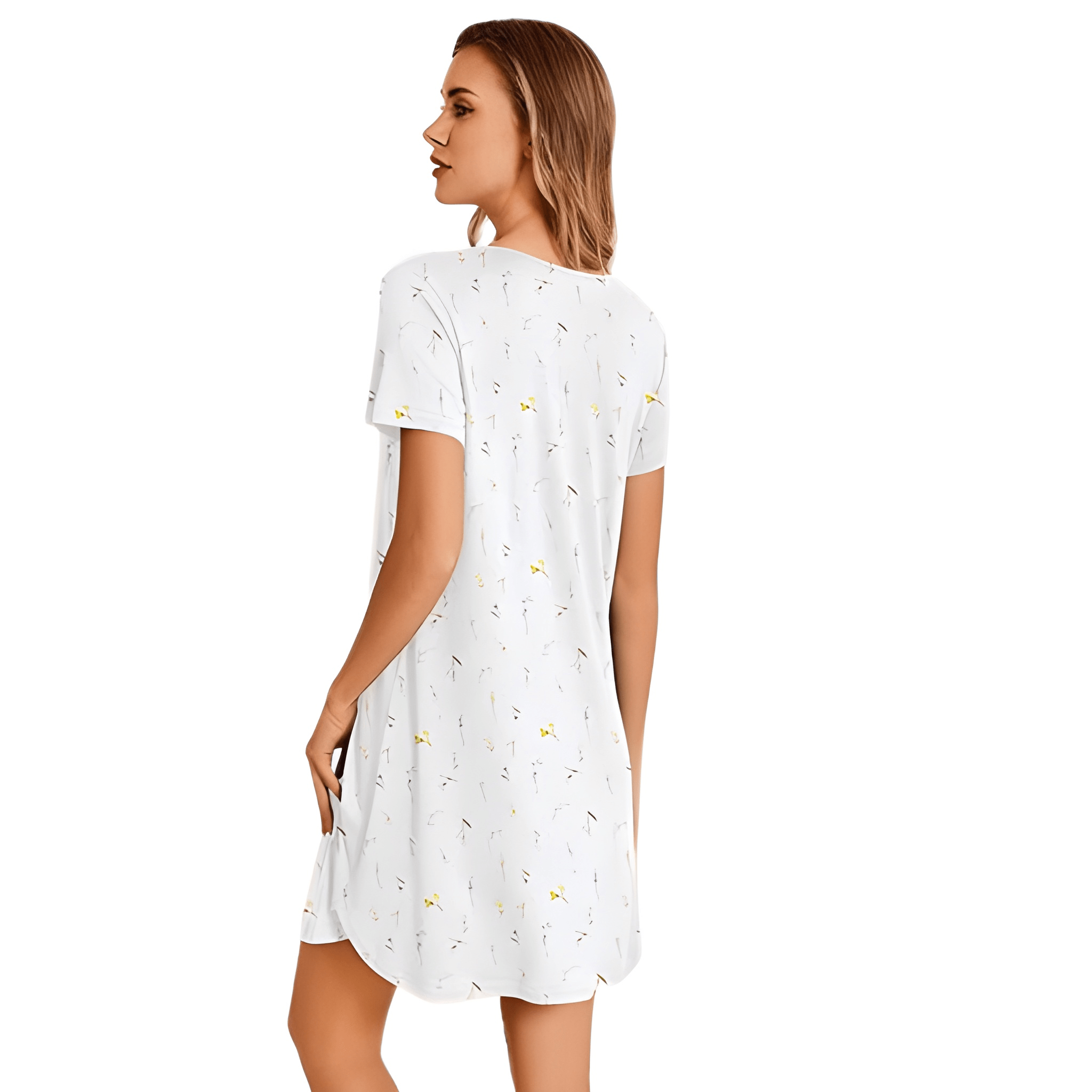 Nightgowns For Women With Pleated Sleep Shirt And Lace Trim