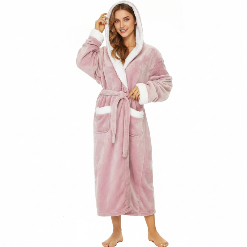 Cozy Hooded Bathrobe For Women