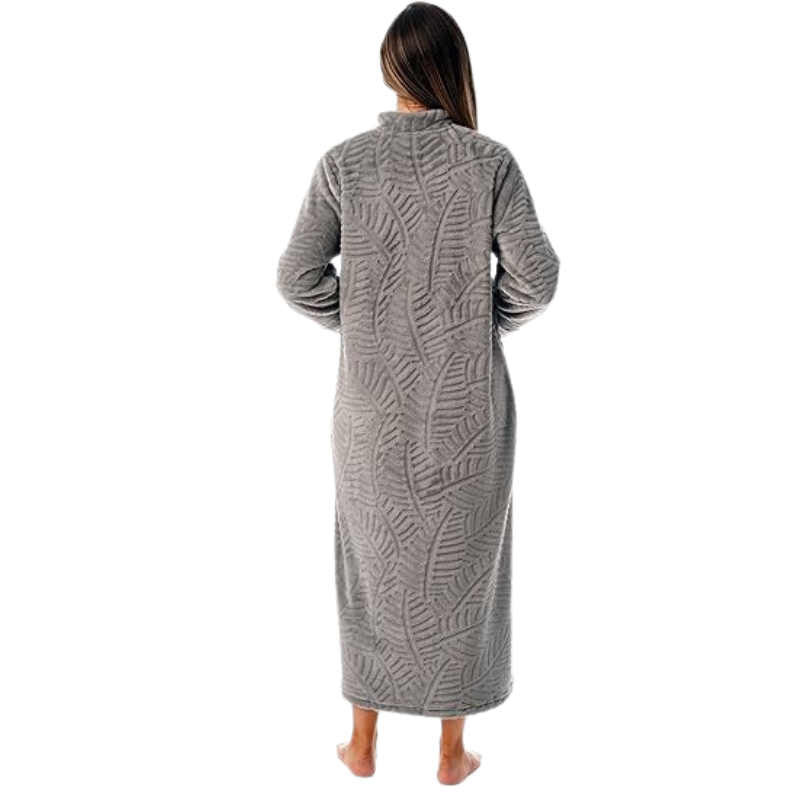 Plush Front Zipper Robe For Women