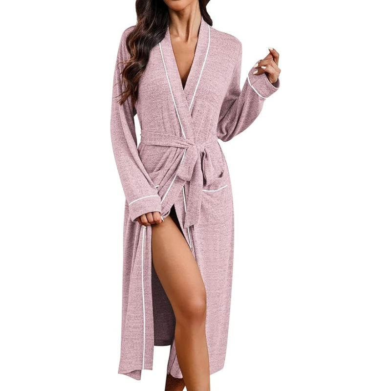 Lightweight Soft Knit Kimono Design Bathrobe For Women