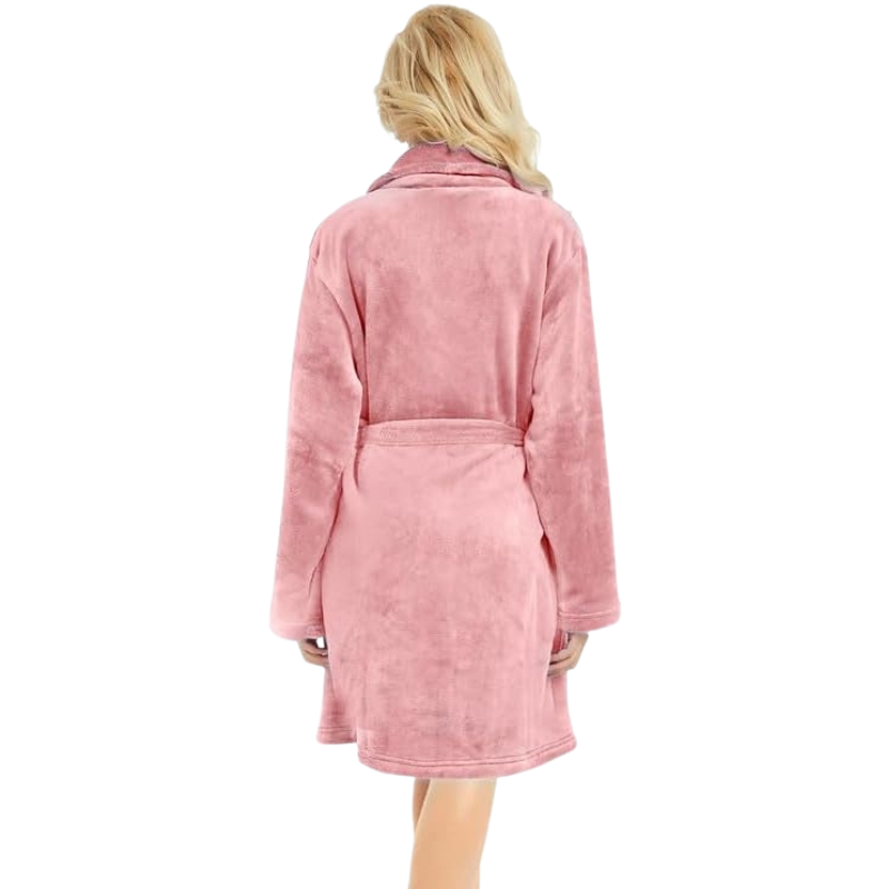 Soft Fleece Bathrobe With Pockets For Women
