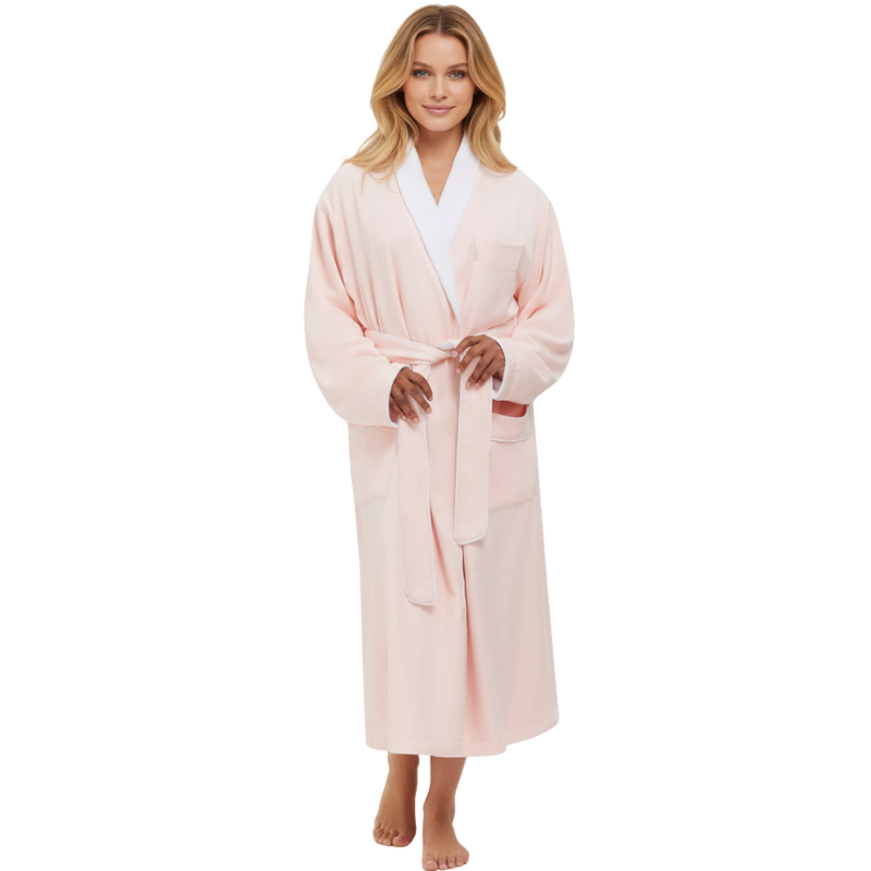 Plush Lined Microfiber Bathrobe With Pockets For Women