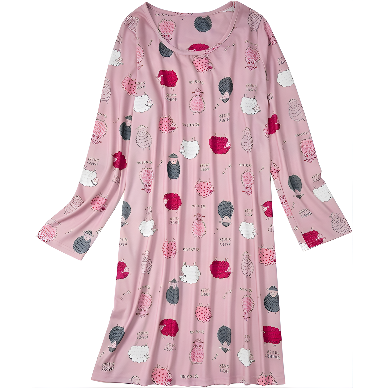 Printed Long Sleeve Nightgown House Dress For Women