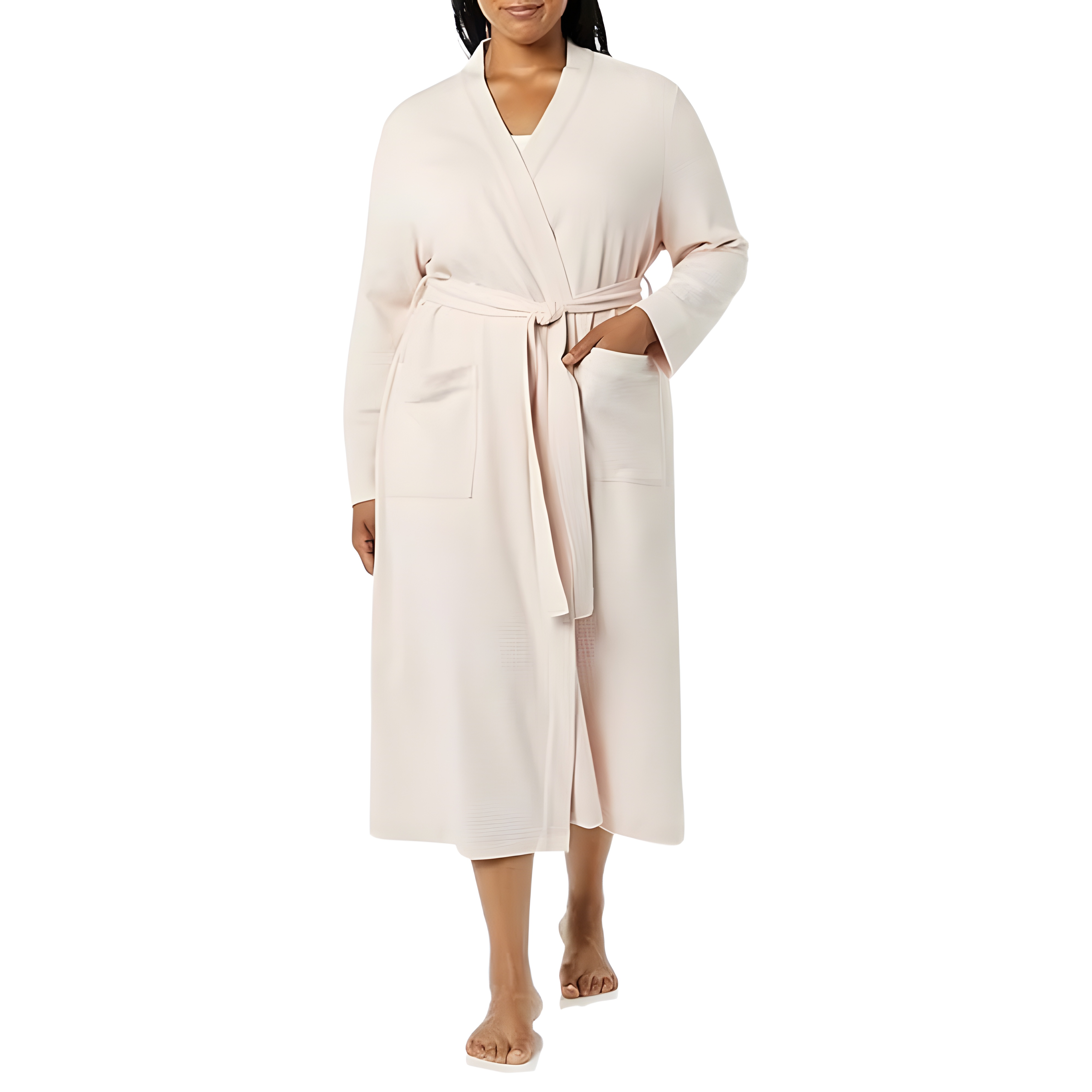 Lightweight Waffle Knit Full Length Bathrobe Home Wear For Women