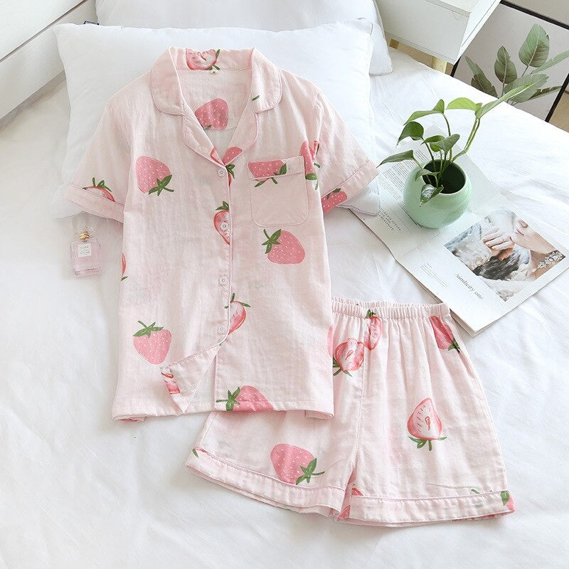 Ladies Strawberry Shorts Suit