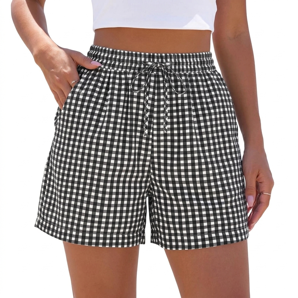 Plaid Beach Vacation Shorts For Women
