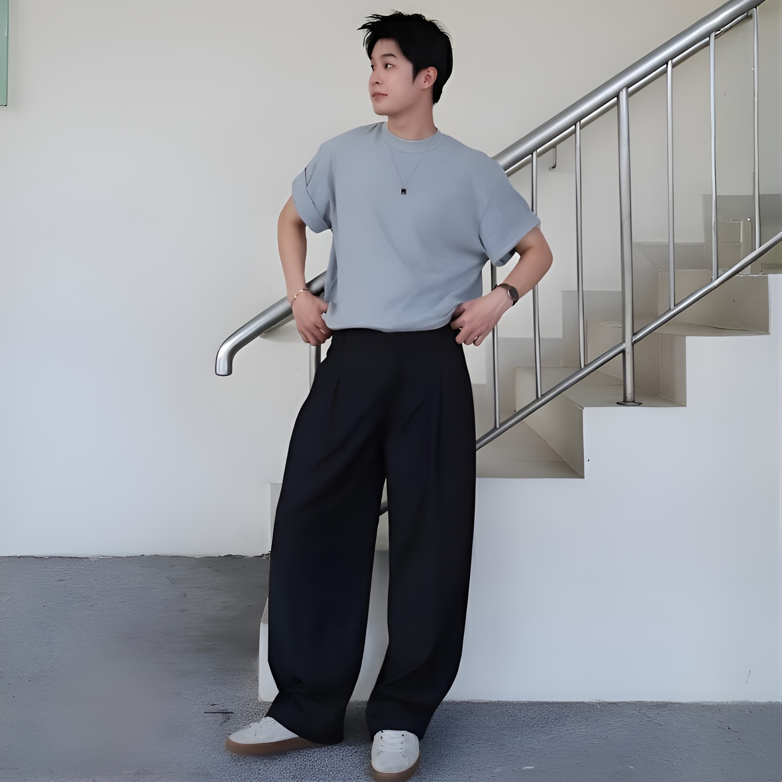 Pleated Oversized Structured Pants For Daily Use