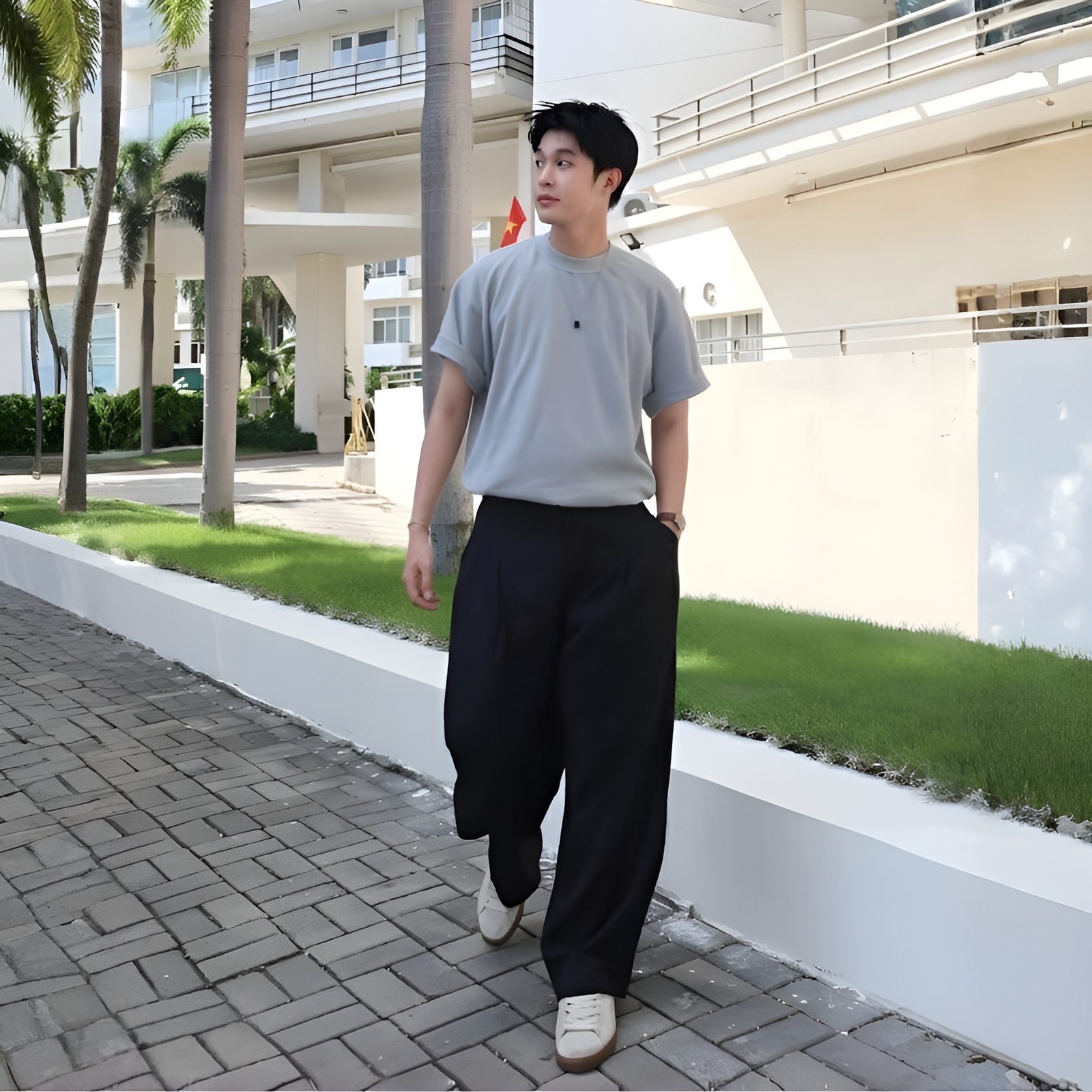 Pleated Oversized Structured Pants For Daily Use