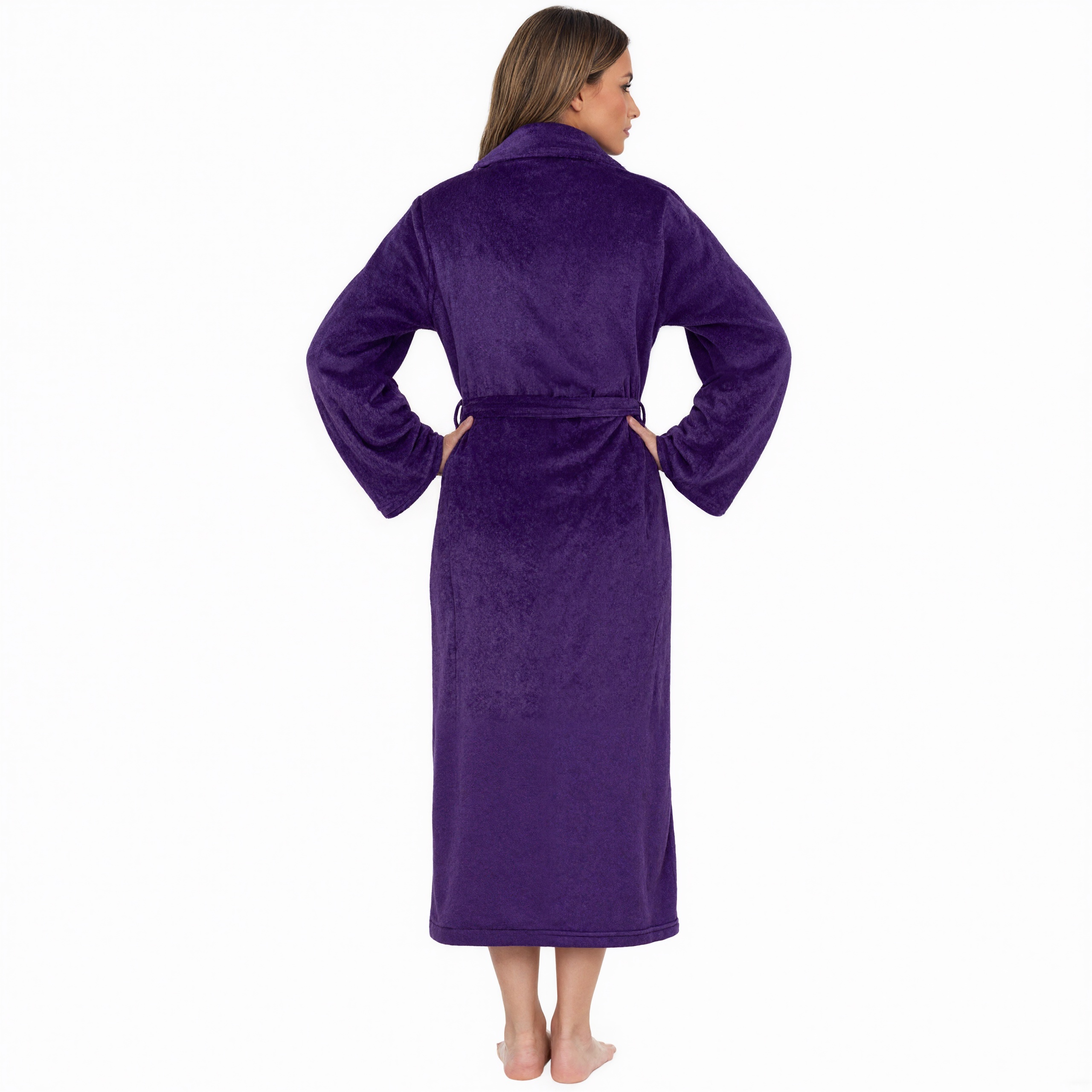 Soft Plush Fleece Long Bathrobe For Women Home Wear