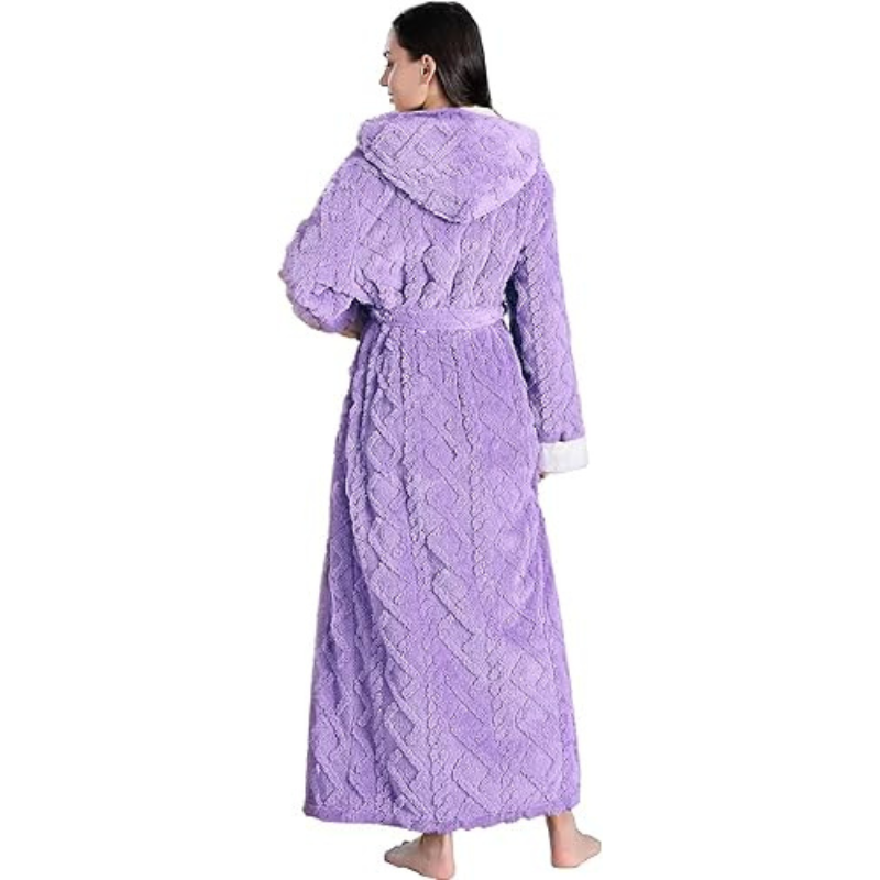Hooded Fleece Full Length Bathrobe For Women