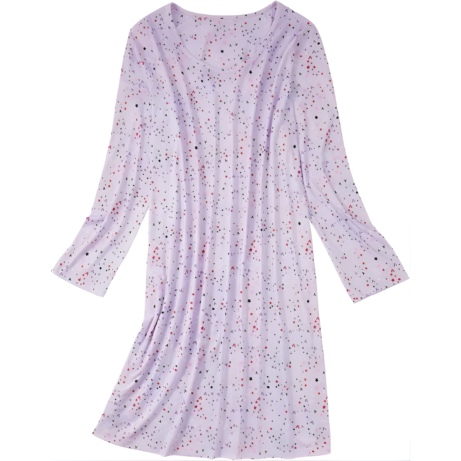 Printed Long Sleeve Nightgown House Dress For Women