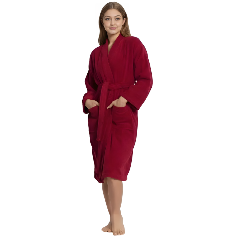 Soft Turkish Terry Cloth Kimono Design Bathrobe For Women