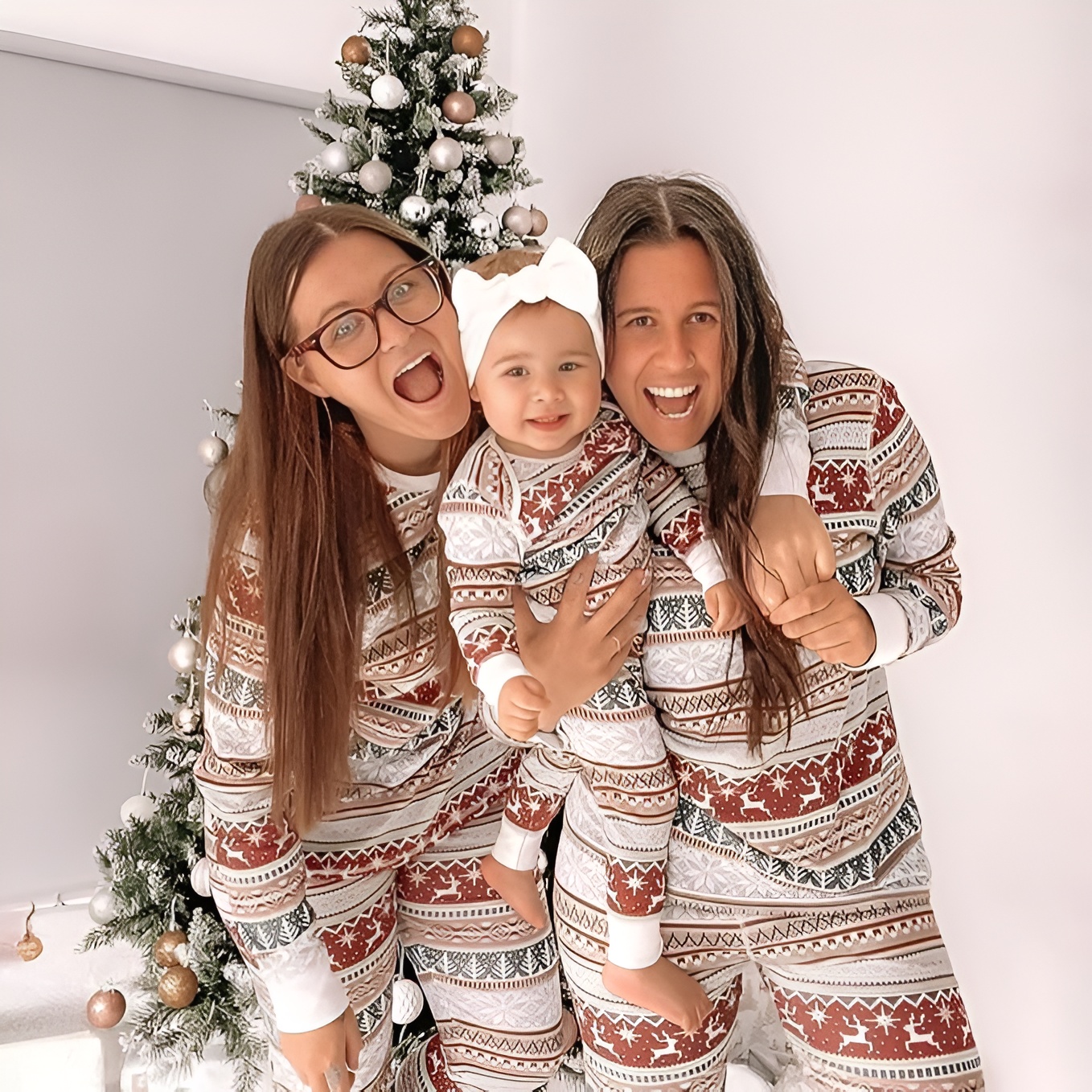 Reindeer And Snowflake Fair Isle Printed Family Matching Christmas Pajama Set