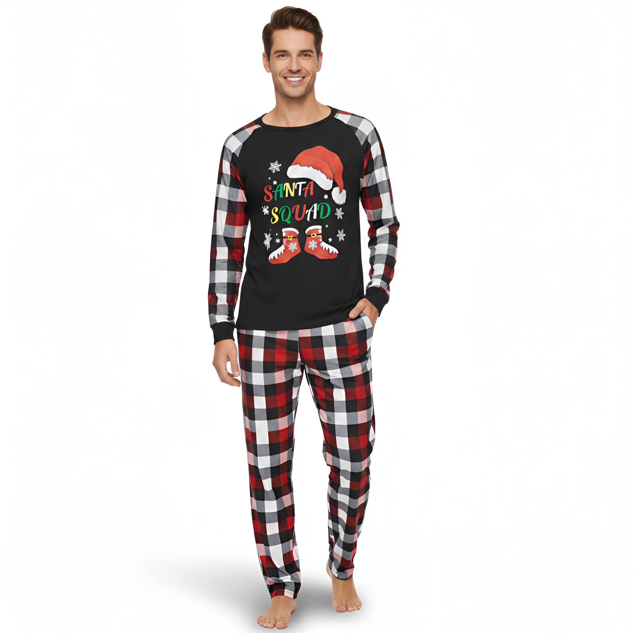 Santa Squad Plaid Christmas Family Matching Pajama Sets