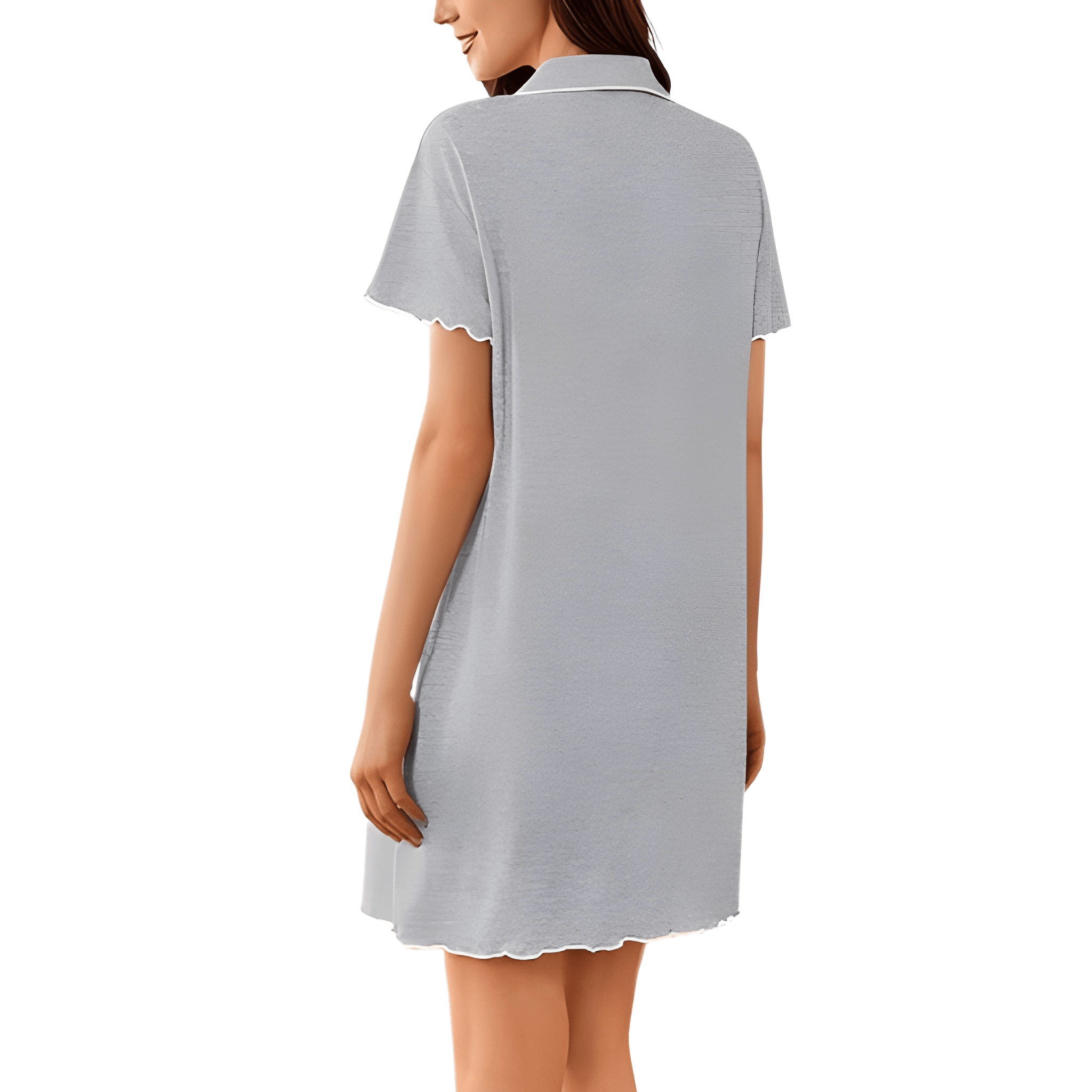 Short Sleeve Nightgown With Button Down For Women