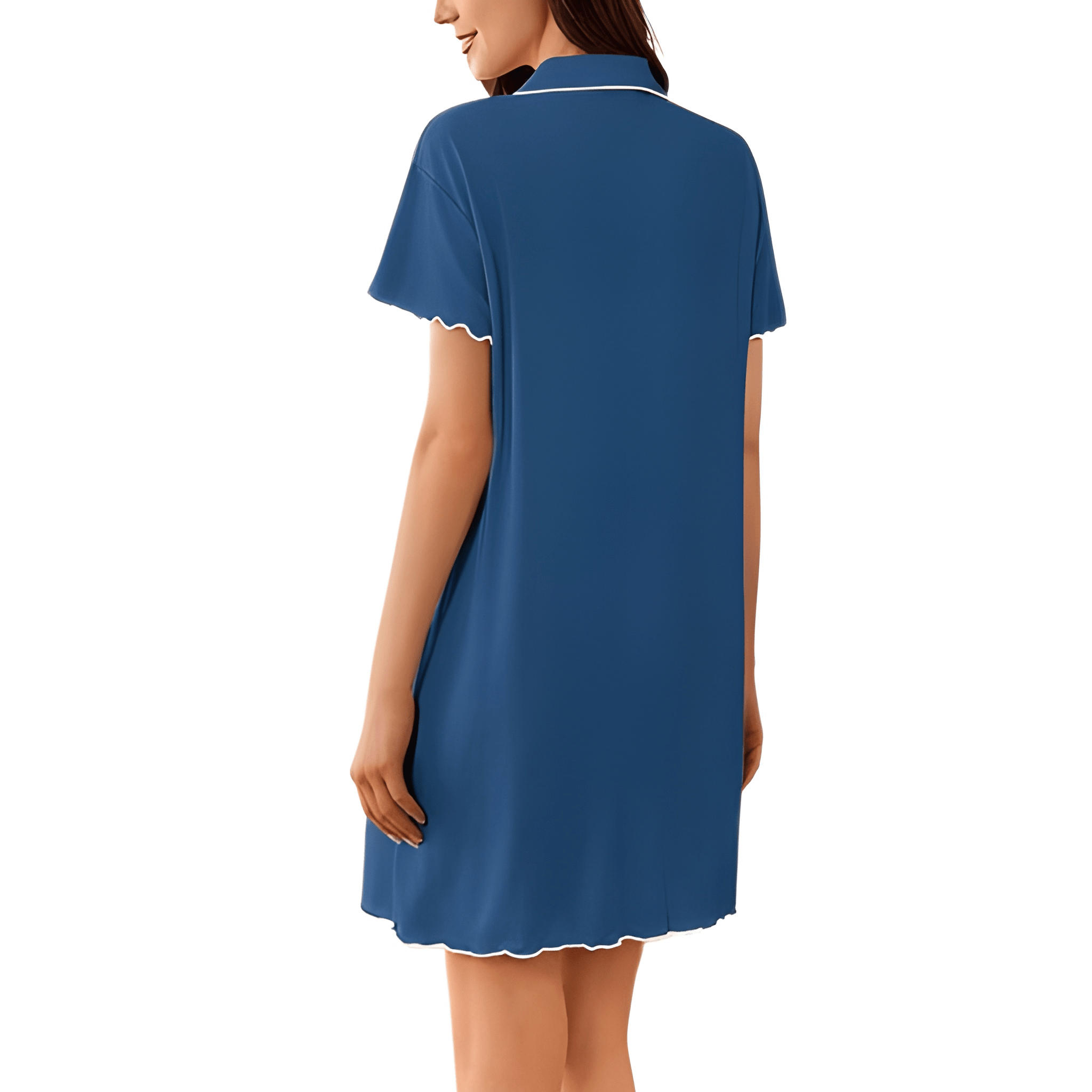 Short Sleeve Nightgown With Button Down For Women