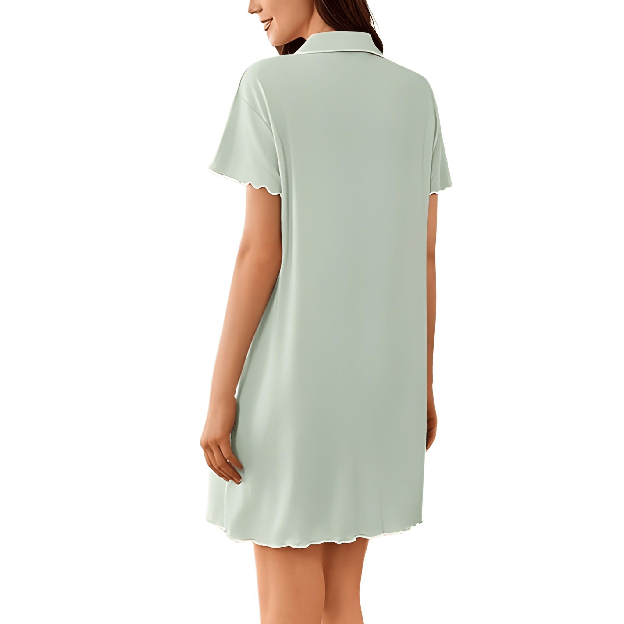 Short Sleeve Nightgown With Button Down For Women