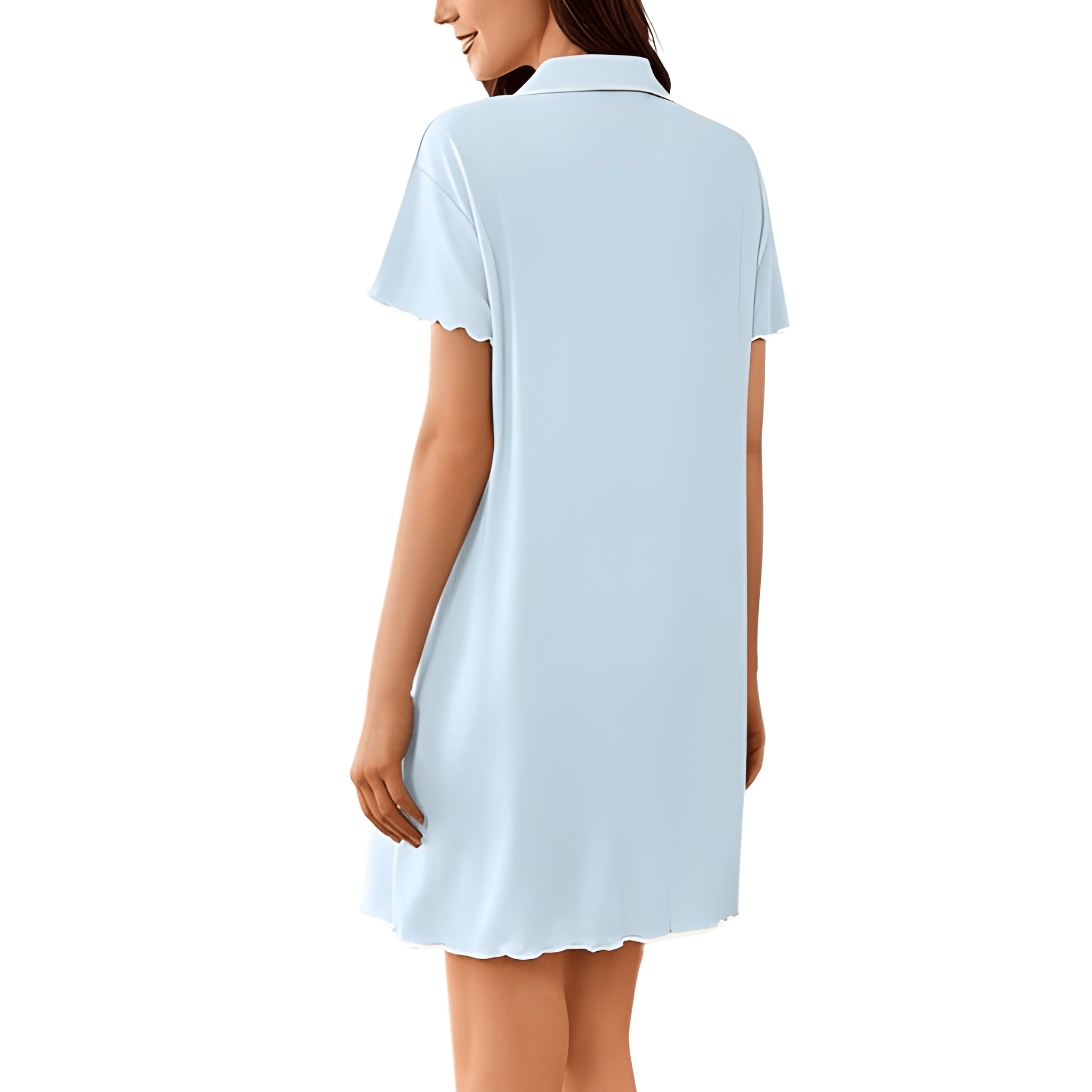 Short Sleeve Nightgown With Button Down For Women
