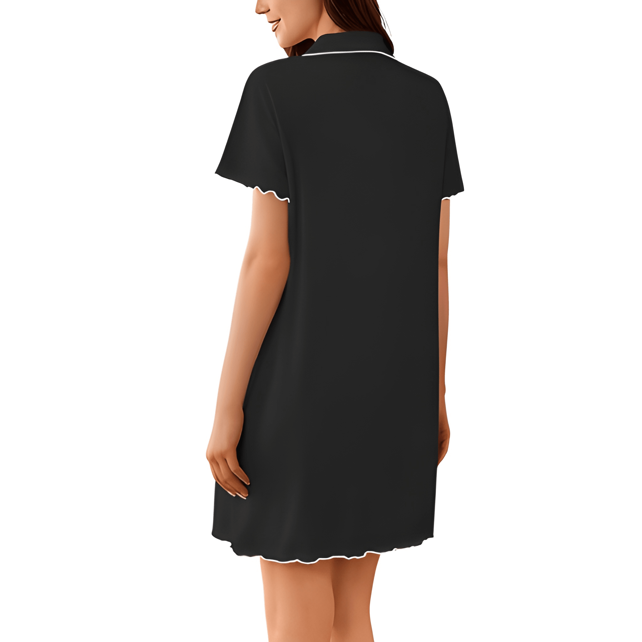 Short Sleeve Nightgown With Button Down For Women