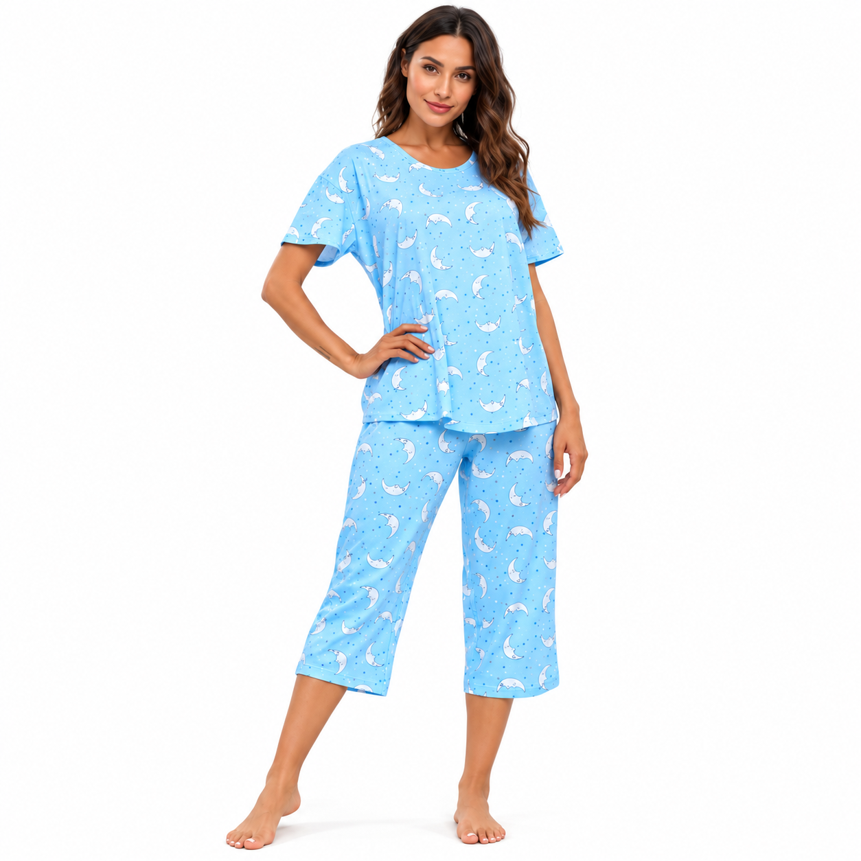 Cotton Capri Pajama Set For Women