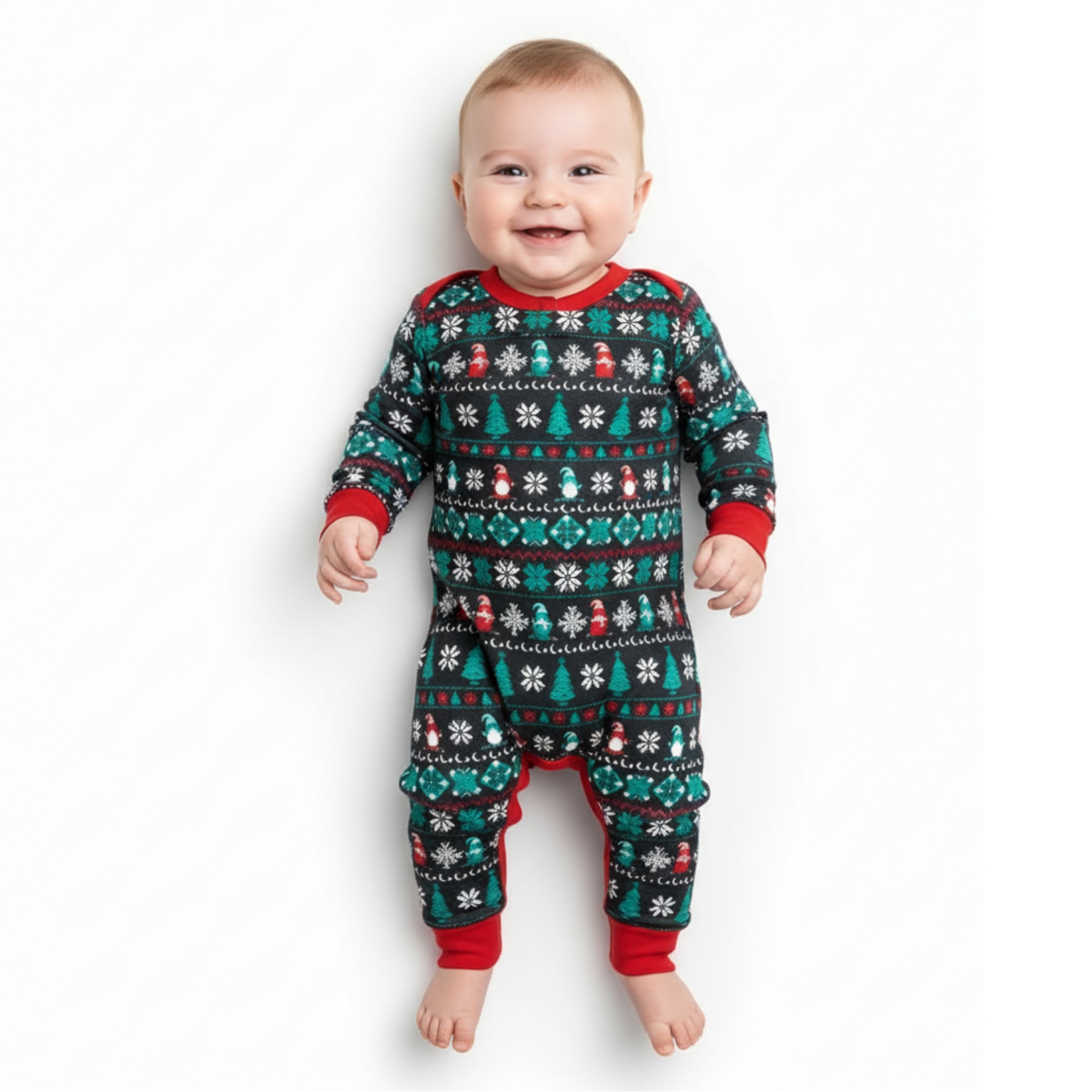Snowflake And Candy Cane Printed Family Matching Christmas Pajama Set