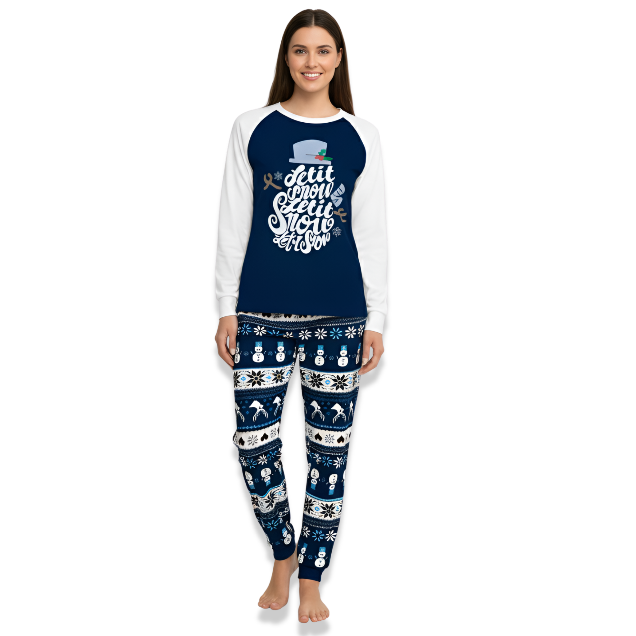 Snowman Blue Christmas Family Matching Pajama Sets
