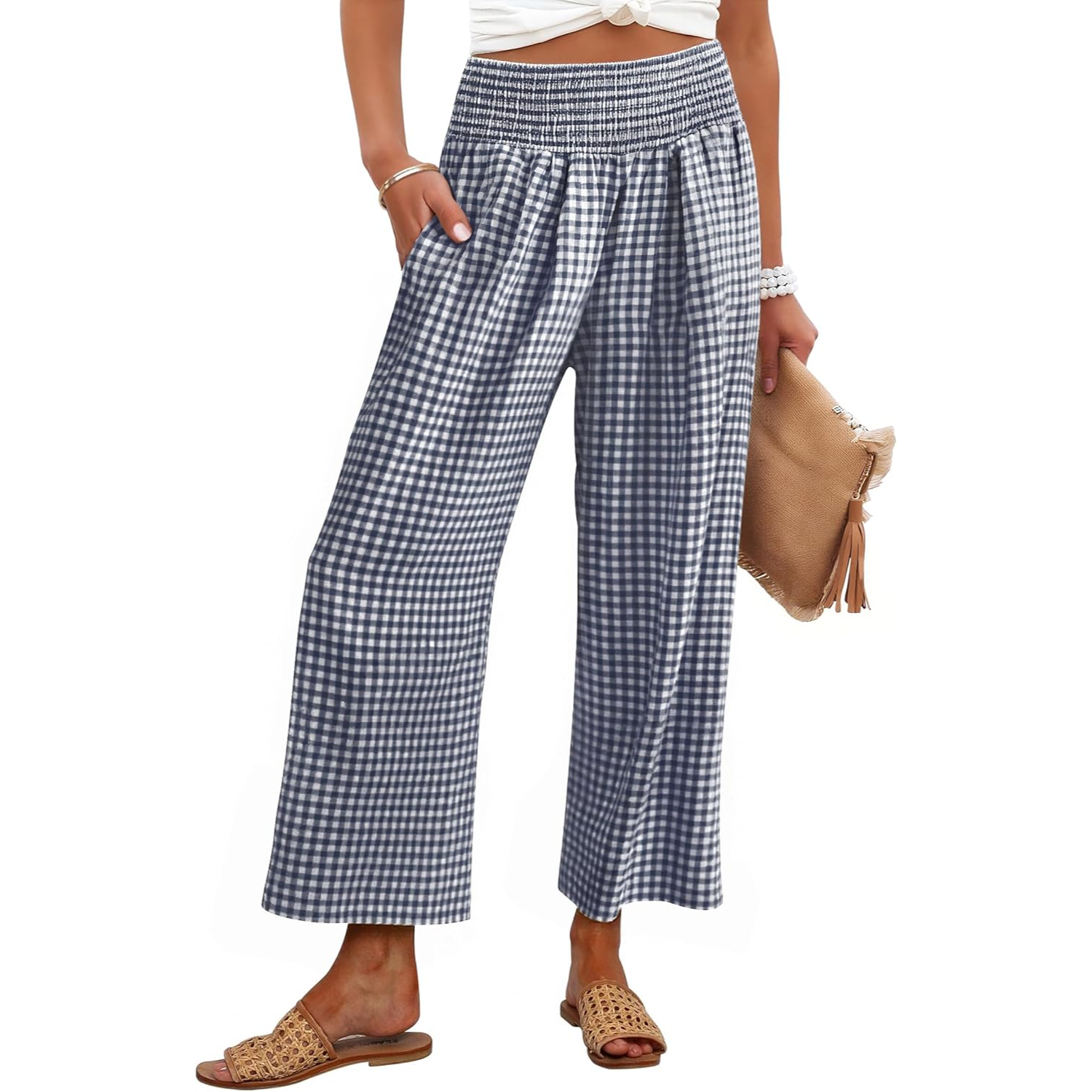 Striped Lounge Pants With Cropped Palazzo Design
