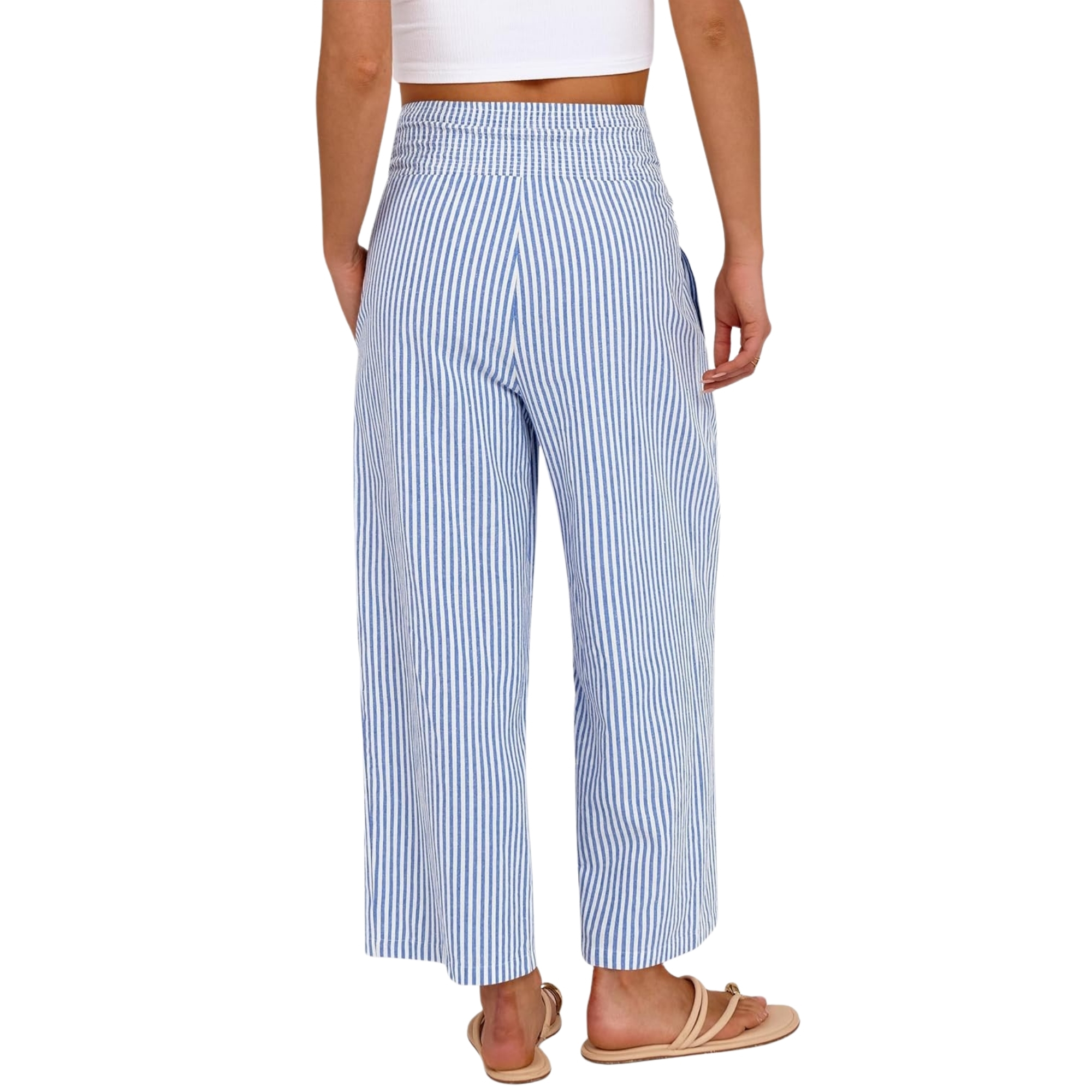 Striped Lounge Pants With Cropped Palazzo Design