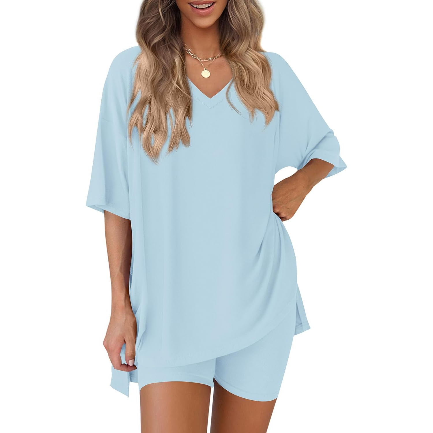Summer Oversized Shirt And Shorts Two Piece Set