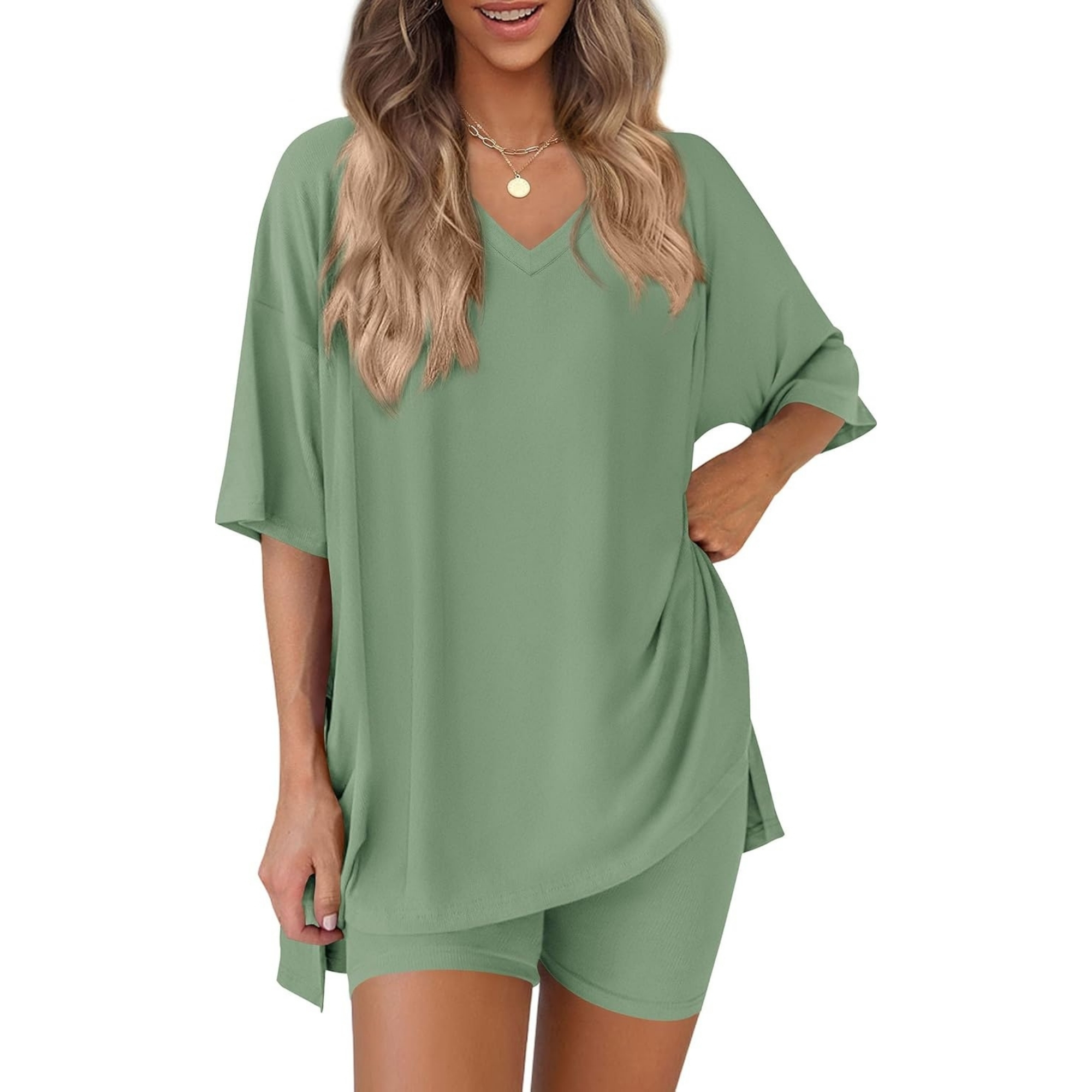 Summer Oversized Shirt And Shorts Two Piece Set