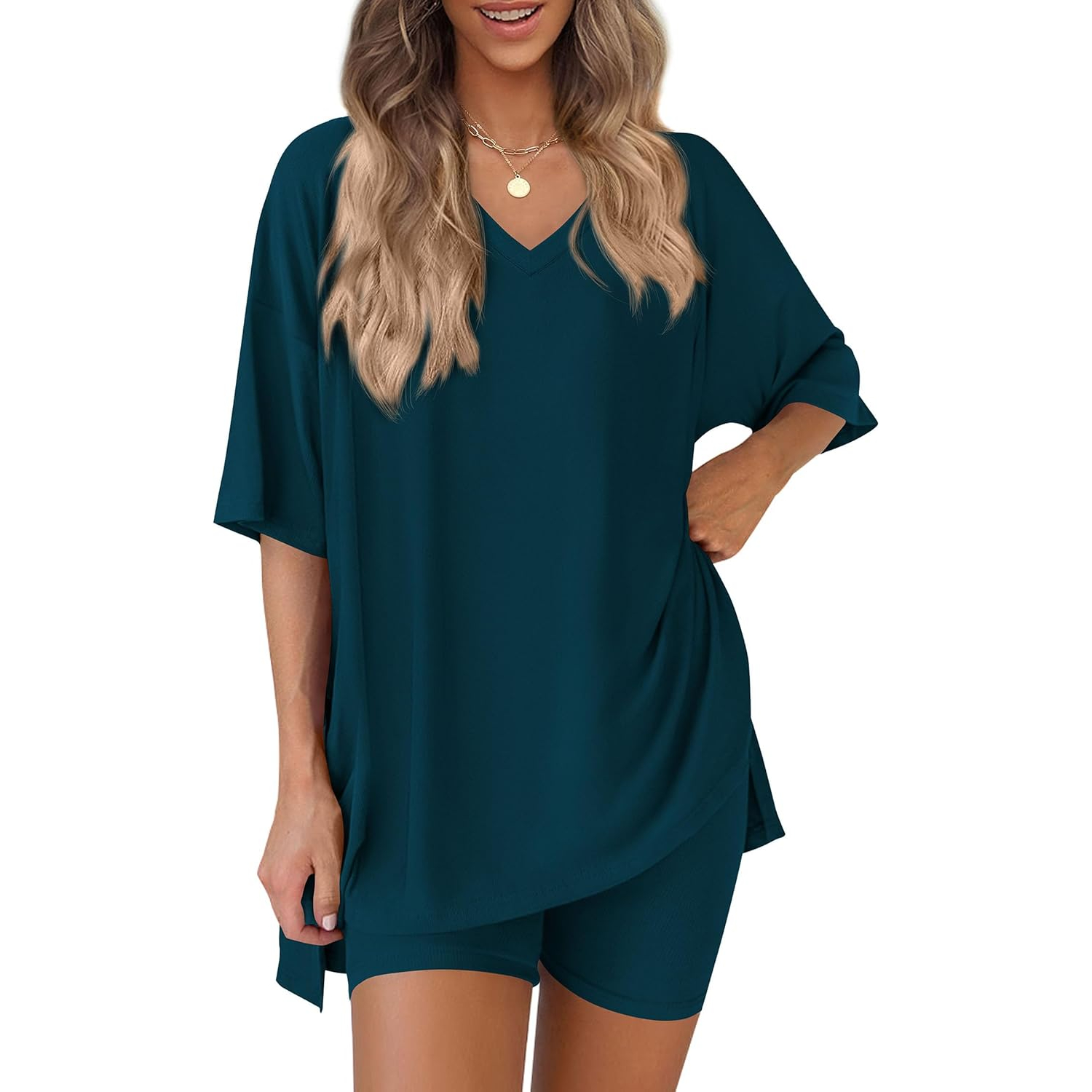 Summer Oversized Shirt And Shorts Two Piece Set