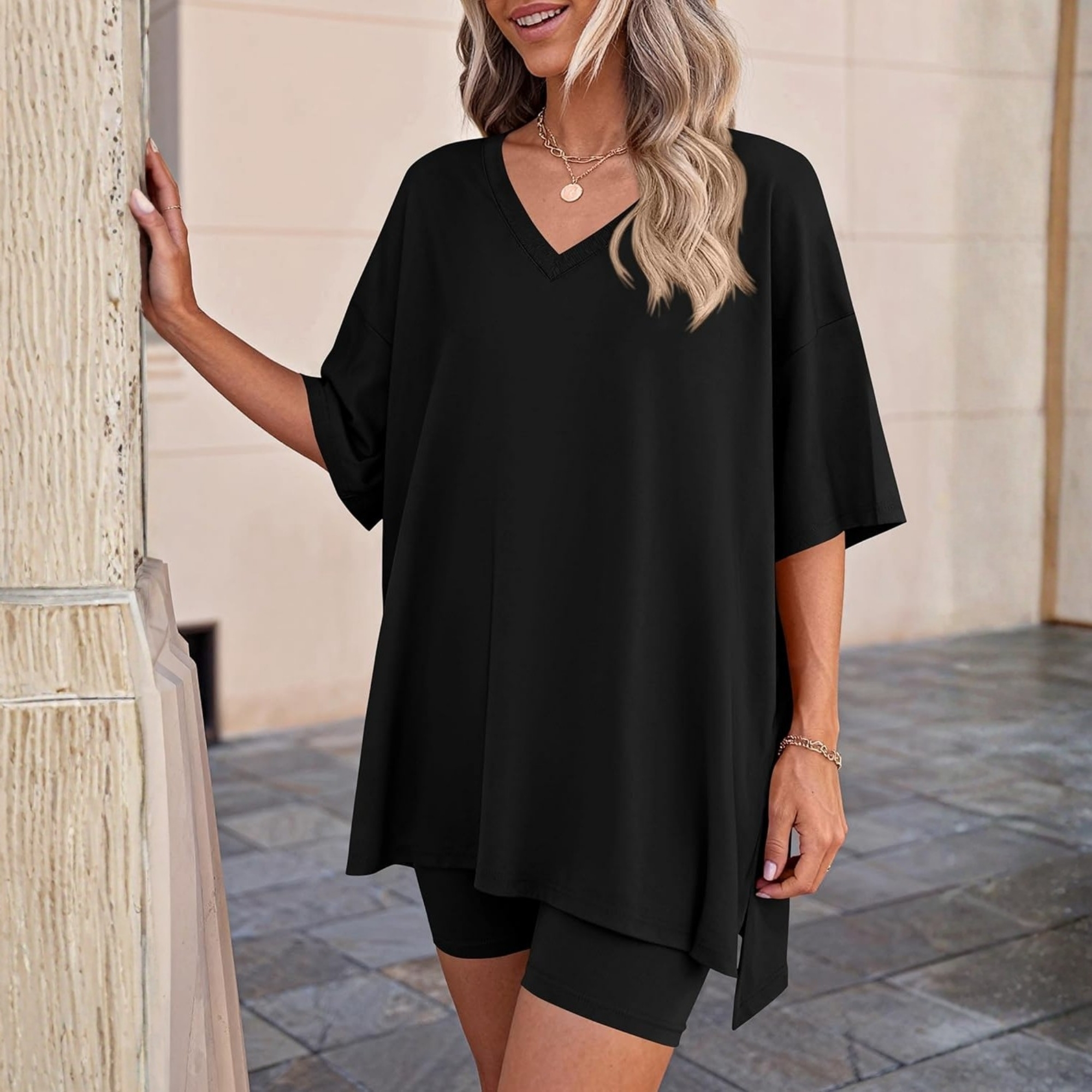 Summer Oversized Shirt And Shorts Two Piece Set