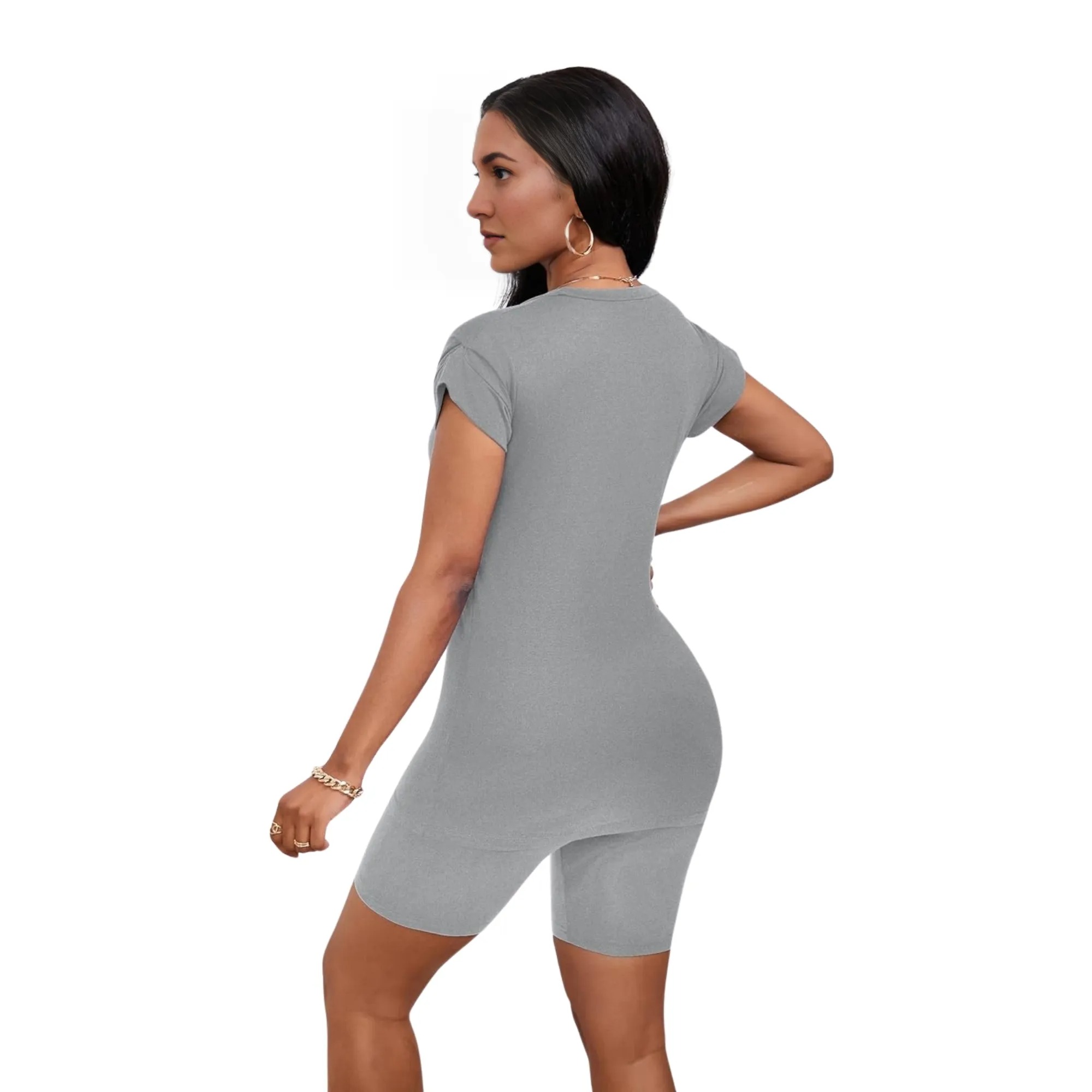 Summer Workout Two Piece Sweatsuits Biker Short Sets