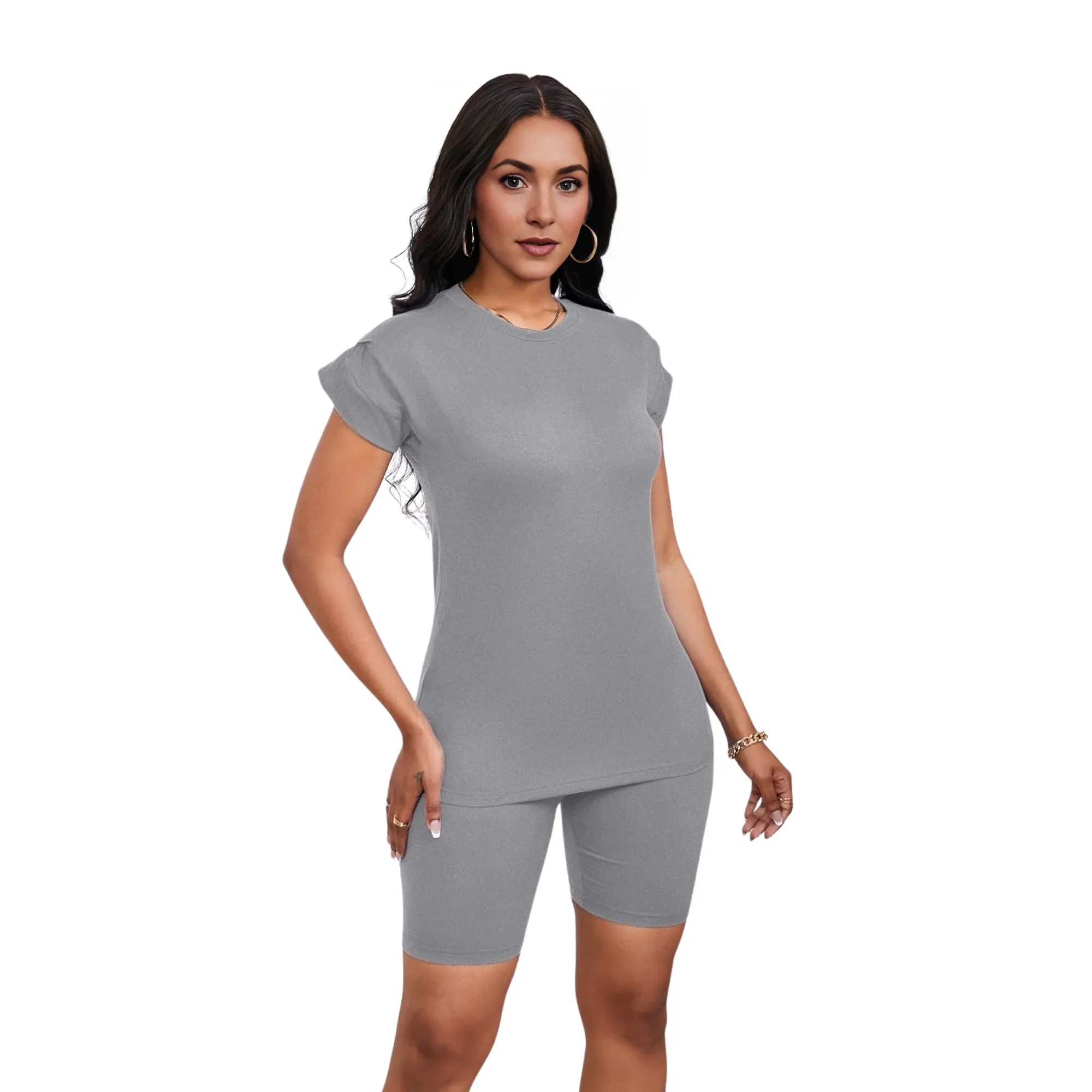 Summer Workout Two Piece Sweatsuits Biker Short Sets