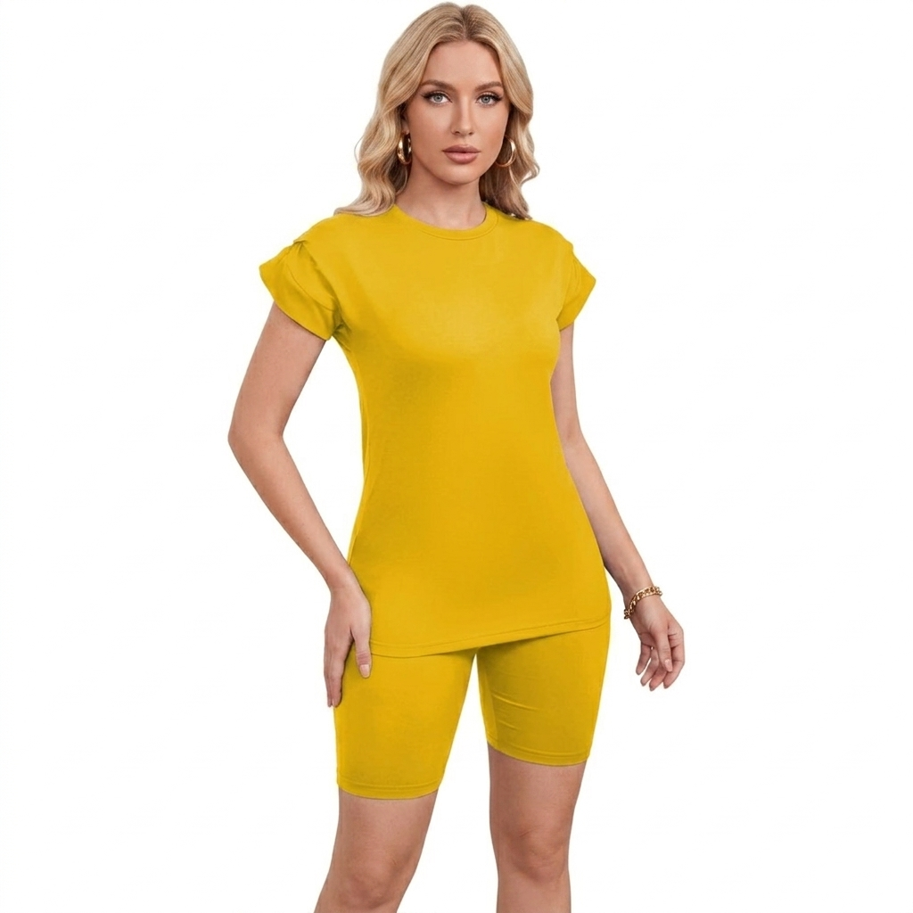 Summer Workout Two Piece Sweatsuits Biker Short Sets
