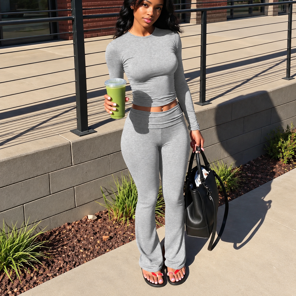 Cropped TShirt and Flare Pant Set for Women
