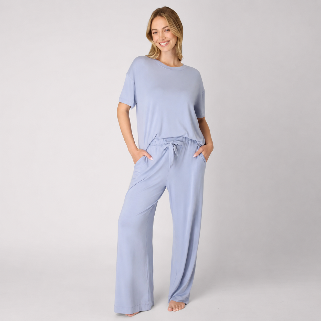 T Shirt And Pants Loungewear Pajama Set With Pockets For Women