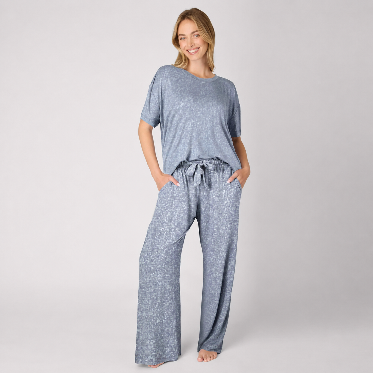 T Shirt And Pants Loungewear Pajama Set With Pockets For Women