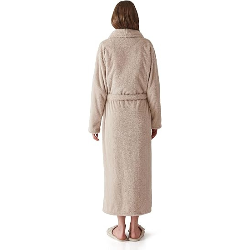 Fleece Shawl Collar Design Bathrobe For Women