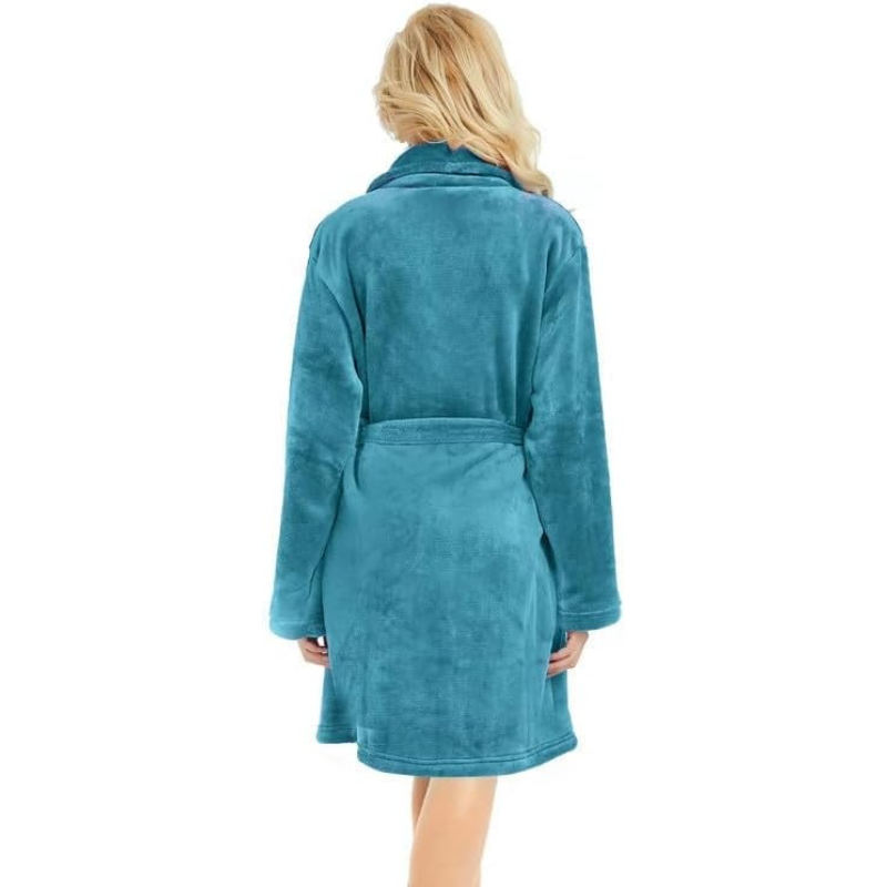 Soft Fleece Bathrobe With Pockets For Women